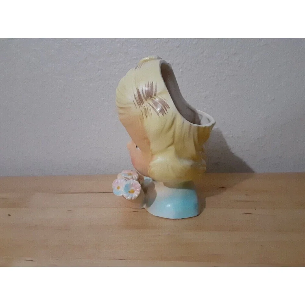 VTG Rare Enesco 1950's Delsey Tissue Girls Headvase 6
